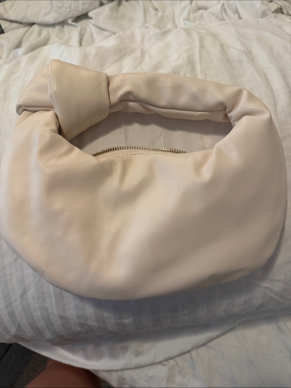 Melie Bianco Cream Knot-Handle Hobo Bag
